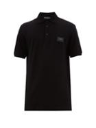 Matchesfashion.com Dolce & Gabbana - Logo Plaque Cotton Piqu Polo Shirt - Mens - Black