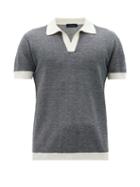 Matchesfashion.com Thom Sweeney - Open-collar Cotton-blend Polo Shirt - Mens - Grey