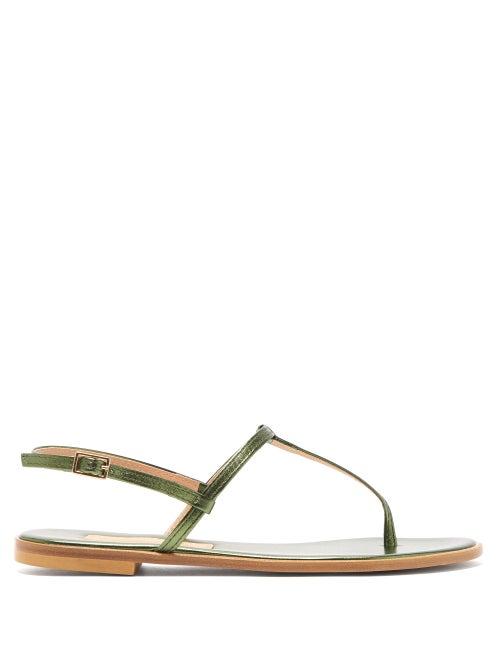 Matchesfashion.com Avec Modration - St. Lucia Metallic-leather Sandals - Womens - Green