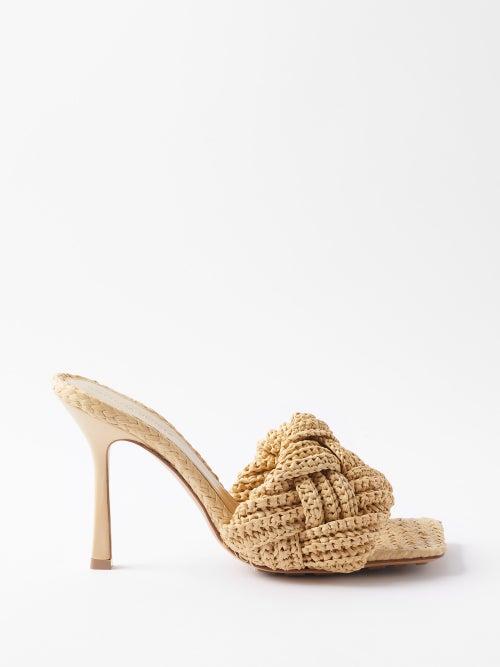 Bottega Veneta - Lido 90 Square-toe Raffia Sandals - Womens - Cream
