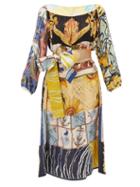 Matchesfashion.com Rianna + Nina - Abstract Print Vintage Silk Midi Dress - Womens - Multi