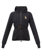 Moncler Grenoble - Logo-patch Belted Jersey Hooded Jacket - Womens - Black