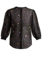 Matchesfashion.com Jupe By Jackie - Agrigan Embroidered Cotton Organdy Blouse - Womens - Black Multi