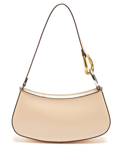 Staud - Ollie Polished-leather Shoulder Bag - Womens - Light Pink