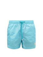 Moncler - Logo-patch Swim Shorts - Mens - Light Blue