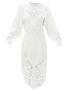 Matchesfashion.com Isabel Marant - Edrea Broderie-anglaise Linen Midi Dress - Womens - Ivory