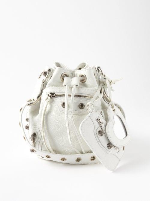 Balenciaga - Le Cagole Xs Crinkled-leather Bucket Bag - Womens - White
