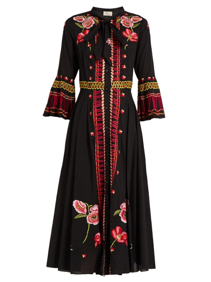 Temperley London Amity Floral-embroidered Cotton Dress