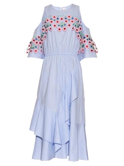 Peter Pilotto Crochet-trimmed Open-shoulder Midi Dress