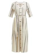 Matchesfashion.com Ace & Jig - Leelee Striped Cotton Midi Dress - Womens - White