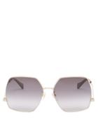 Gucci - Oversized Square Metal Sunglasses - Womens - Grey Gold