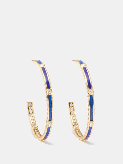 Viltier - Rayon Diamond, Lapis Lazuli & 18kt Gold Earrings - Womens - Blue Multi