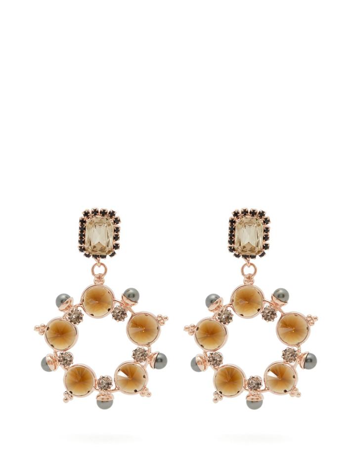 Erdem Crystal And Faux-pearl Hoop-drop Earrings