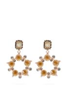 Erdem Crystal And Faux-pearl Hoop-drop Earrings