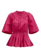 Matchesfashion.com Roksanda - Lima Shirred Cotton-poplin Top - Womens - Pink