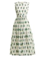 Matchesfashion.com Emilia Wickstead - Maidy Floral Print Midi Dress - Womens - Blue White