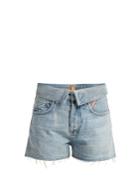 Jean Atelier Fold-over Denim Shorts