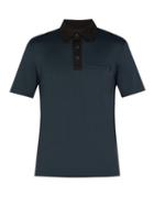 Matchesfashion.com Prada - Point Collar Stretch Cotton Jersey Polo Shirt - Mens - Blue Multi