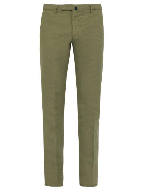 Matchesfashion.com Incotex - Slim Fit Linen Blend Chino Trousers - Mens - Khaki