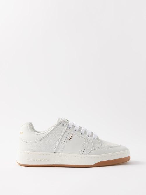 Saint Laurent - Sl/61 Leather Trainers - Womens - White Multi