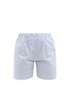 Ladies Lingerie Rossell England - Drawstring-waist Striped Cotton Pyjama Shorts - Womens - Blue Stripe