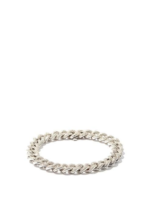 Matchesfashion.com Shay - Diamond & 18kt Gold Curb-chain Bracelet - Mens - Silver Gold