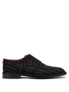 Matchesfashion.com Burberry - Lennard Pinstriped Canvas Brogues - Mens - Blue