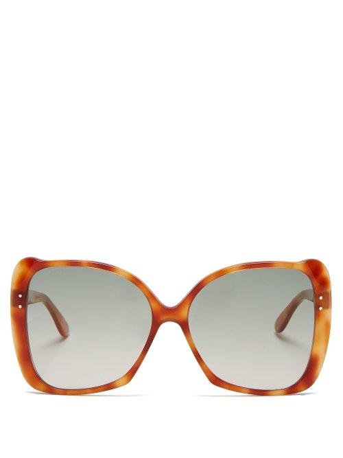 Matchesfashion.com Gucci - Butterfly Tortoiseshell Acetate Sunglasses - Womens - Tortoiseshell