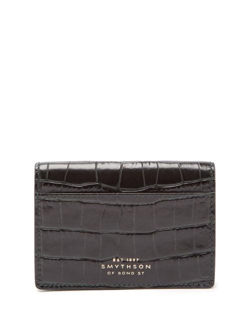 Matchesfashion.com Smythson - Crocodile Effect Leather Cardholder - Mens - Green