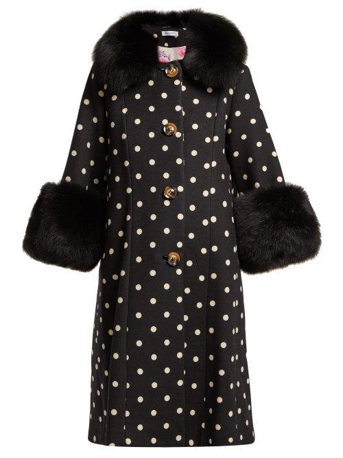 Matchesfashion.com Saks Potts - Yvonne Single Breasted Polka Dot Wool Coat - Womens - Black White