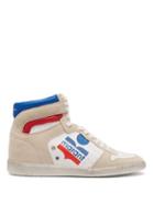 Matchesfashion.com Isabel Marant - Bayten Hidden Wedge Leather Sneakers - Womens - White Multi
