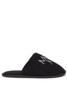 More Joy By Christopher Kane - Logo-embroidered Organic-cotton Terry Slippers - Womens - Black