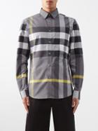 Burberry - Exaggerated-check Cotton-blend Poplin Shirt - Mens - Grey Check