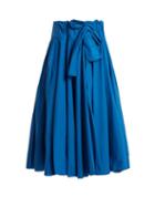Matchesfashion.com Maison Rabih Kayrouz - Gathered Waist Paper Taffeta Midi Skirt - Womens - Blue