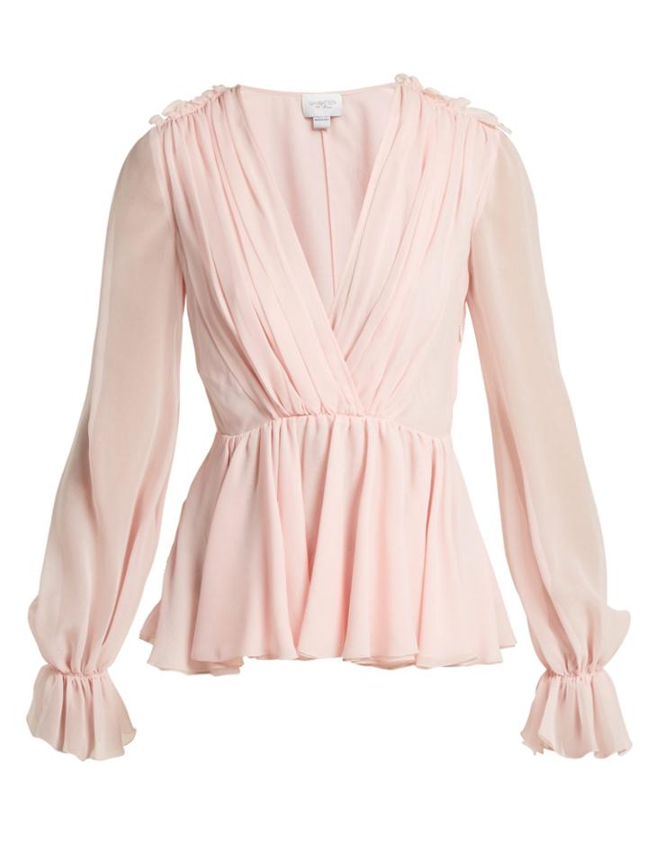 Giambattista Valli Gathered Silk Blouse
