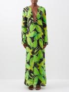 Louisa Ballou - Floral-print Cotton-muslin Kaftan - Womens - Green Black