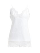 Matchesfashion.com Khaite - Carrie Lace Trimmed Cotton Camisole - Womens - White