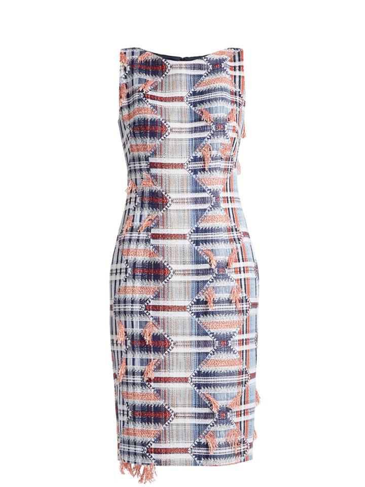 Carl Kapp Fringe Sleeveless Tweed Dress