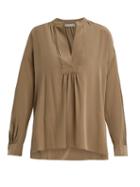 Matchesfashion.com Vince - Long Sleeved Sandwashed Silk Crepe Blouse - Womens - Khaki