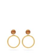 Matchesfashion.com Dolce & Gabbana - Dg-logo Hoop-pendant Clip Earrings - Womens - Gold