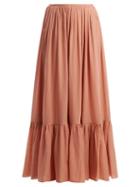Matchesfashion.com Loup Charmant - Flores Tiered Cotton Maxi Skirt - Womens - Pink