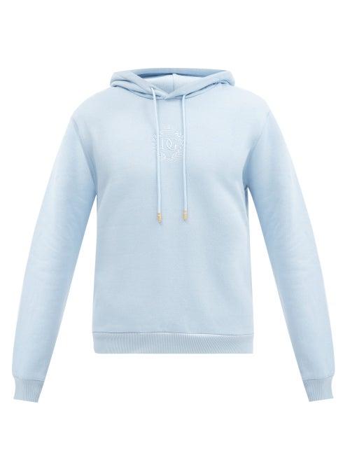 Matchesfashion.com Dolce & Gabbana - Logo-embroidered Cotton-blend Hooded Sweatshirt - Mens - Light Blue