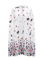 Matchesfashion.com Erdem - Caelyn Cape-back Floral-embroidered Organza Dress - Womens - White Multi