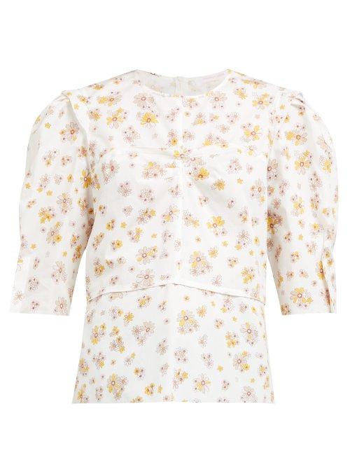Matchesfashion.com See By Chlo - Summer Floral Print Cotton Blouse - Womens - Ivory Multi