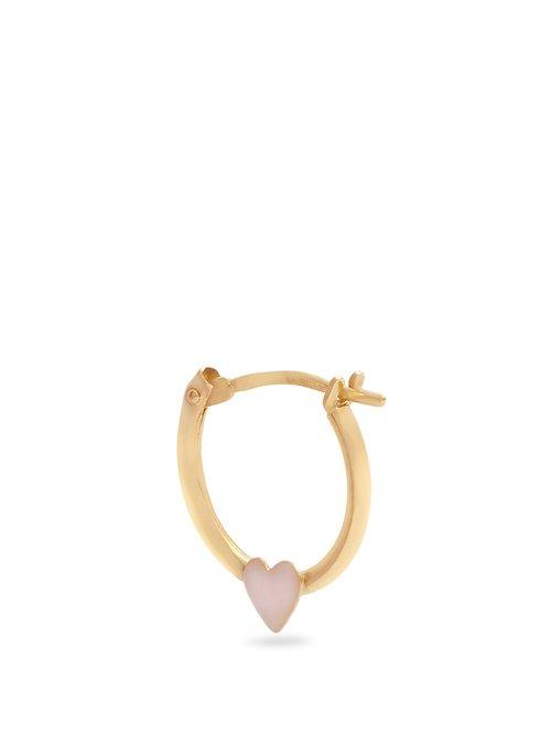 Matchesfashion.com Alison Lou - Enamel & Yellow Gold Heart Single Earring - Womens - Light Pink
