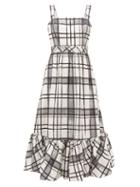 Matchesfashion.com Aje - Sunset Checked Cotton Midi Dress - Womens - White Black
