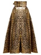 Matchesfashion.com Sara Battaglia - Leopard Print Lam Midi Skirt - Womens - Leopard