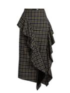 A.w.a.k.e. Ruffled Tartan Cotton Skirt