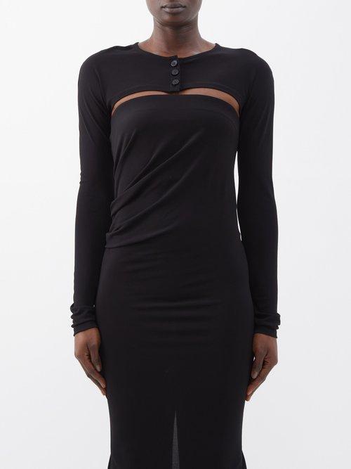 Christopher Esber - Cropped Jersey Cardigan - Womens - Black