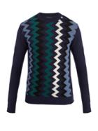 Prada Zigzag-intarsia Wool And Cashmere-blend Sweater